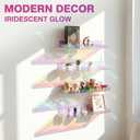 Hiceeden 4 Pack 15" Iridescent Acrylic Floating Shelves, Wall Mounted Floating Bookshelf Organizer for Room, Clear Nail Polish Sunglasses Display Shelf for Picture Ledge, Book, Funko Pop