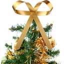 Daifunli 1 Pcs Large Christmas Metal Bow Tree Topper Ornaments with Clip Christmas Bow Decoration for Xmas Tree Topper Garland Wreath Indoor Outdoor Decor, 10 x 8 Inches(Classic,Gold)