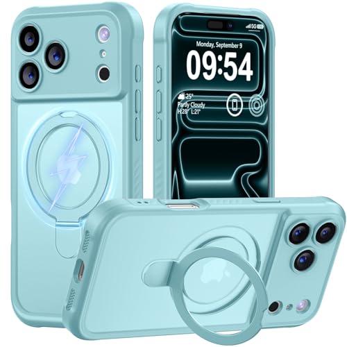 MOCCA Design for iPhone 17 Pro Case, Compatible with Magsafe [Premium Invisible Magnetic Ring Stand] [Military Drop Protection] Full Camera Guard Translucent Matte Slim Phone Cover 6.3", Blue