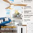 60 Inch Outdoor Solid Wood Ceiling Fans with Lights and Remote,3 Blade Natural Wood Ceiling Fan with Wall Control,Dimmable,3 Downrods, Quiet DC Motor for Bedroom,Patios,Living Room