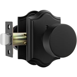 Haidms Black Door Knobs Interior, Heavy Duty Matte Black Door Knobs with Lock, Interior Door Knob for Bedroom and Bathroom, Zinc Alloy Vintage Privacy Doorknob 1 Pack