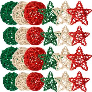 NOVWANG 36Pcs Christmas Decorations Rattan Balls, Wicker Balls for Home Decor Party Ornaments Baby Shower Table Decor Orbs Bowl Vase Fillers Christmas Tree Decorations