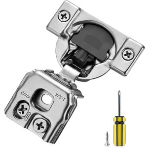 Ravinte 60 Pack 30 Pair 1-1/4 inch Overlay Soft Close Kitchen Cabinet Hinges Stainless Steel Adjustable Kitchen Hinges Satin Nickel Cabinet Hardware