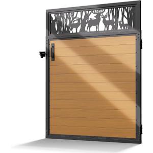 4x5FT(46.8" x 59") 201 Stainless Steel Fence Gate Kit Heavy Duty, Anti Sag Metal Fence Gate Frame Kit with Aluminum Board, Morden Garden Gate Hardware Kit Outdoor (Left/Right Free-Installation)