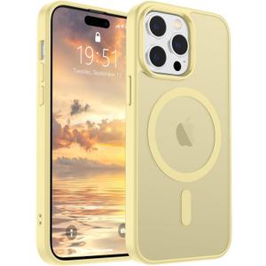 SUPFINE Magnetic for iPhone 14 Pro Max Case (Compatible with MagSafe) (Military Grade Drop Protection) Slim Translucent Matte Shockproof with Anti-Fingerprint Phone Case,Buttercream Yellow