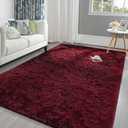 Pettop Fluffy Burgundy Rug for Bedroom Living Room, 4x6 Feet Super Soft Shaggy Plush Fuzzy Rugs for Girls Kids Boys, Non-Slip and Washable Rug for Nursery Classroom, Carpet for Rooms Decor
