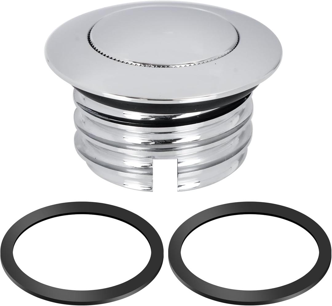 BHB Motorcycle Fuel Tank Pop-up Fuel Gas Oil Tank Cap Compatible With Harley Davidson Regular Thread 1982-2018 (Silver)
