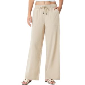 Women's Palazzo Pants for 29" Flowy Travel Wide Leg Yoga Pants 2026 Ladies Casual Summer Loose Beach Lounge (29" Inseam, Medium, Khaki)