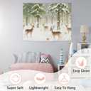 NATSUNO Winter Christmas Deer Tapestry, Rustic Christmas Wall Tapestry for Bedroom, Winter Snowy Forest Xmas Deer Tapestries Wall Hanging for Home Bedroom Living Room Decor, 50x60 Inches