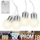 13 LED Light Bulbs - Battery Operated G40 String Lighting for Marquee Letters Numbers - Indoor & Outdoor Kids Party and Christmas Decor - Bedroom Decorative Waterproof