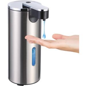 Automatic Soap Dispenser, Automatic Soap Dispenser Touchless, Kitchen & Bathroom, 3 Adjustable Volume for Liquid Soap, Water-Resistant, Hotel, Restaurant and School, Clog-Free, Stainless Steel