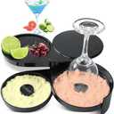 NATGAI 3-Tier Bar Glass Rimmer Bartender Tool | Bar Juice Cocktail Seasoning Box with 3 Swing-Out Trays, Sponge Included, Plastic Margarita Cocktail Bartender Tool, for Party, Bar, and Reception