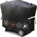 Grisun 7112 Grill Cover for Weber Q2000, Q2200, Q2400, Q300, Q3000, Q3200 Gas Grills, Anti-Fade Waterproof BBQ Grill Cover, Straps for Fix, Handles for Easy Put On and Take Off, 600D Fabric, Black
