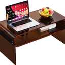 Acrylic Coffee Table for Living Room Clear Rectangle Lucite Table with Open Storage Shelf (1, Dark Brown, Nomal)