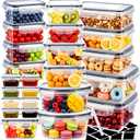 24 Pack Food Storage Containers with Lids (24 Containers & 24 Lids), Reusable Plastic Food Containers for Kkitchen organizers and storage, Leakproof Meal Prep Container with Labels & Pen