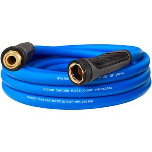 Upgraded Garden Hose 5 ft with 360 Rotating Handle, New Hybrid Water Hose 5/8 IN x 5FT, Flexible, Lightweight, Durable, Heavy Duty, All-weather, 3/4 IN GHT Solid Brass Fittings, Blue