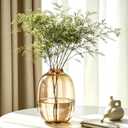 Handmade Amber Brown Glass Vase - Solid Color No-Fade, 7x10in Centerpiece for Dried & Fresh Flowers, Housewarming Gift