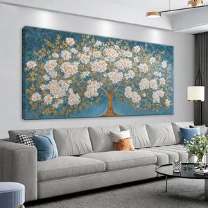 Gold Tree Of Life Wall Art Decor 20"x40" Blue Canvas Wall Art For Bedroom