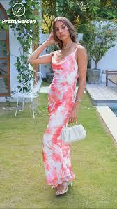 Womens 2026 Summer Floral Spaghetti Strap Bodycon Dresses Ruched Mesh Sexy Cocktail Party Long Dresses S