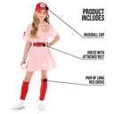 Morph Kids Baseball Costume Girls Peach Pink Baseball League Costume Outfit Halloween Costume For Girls 12-14 years (7-9 Years)