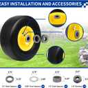 (2 Pack) 9x3.50-4 Flat Free Lawn Mower Tire & Wheel, Replace Scag 48307-02 481774, Exmark Toro 1-513648 103-2171 | Solid Smooth Zero Turn Mower Front Tires, 3/4" & 5/8" Bushings, Spacers Included