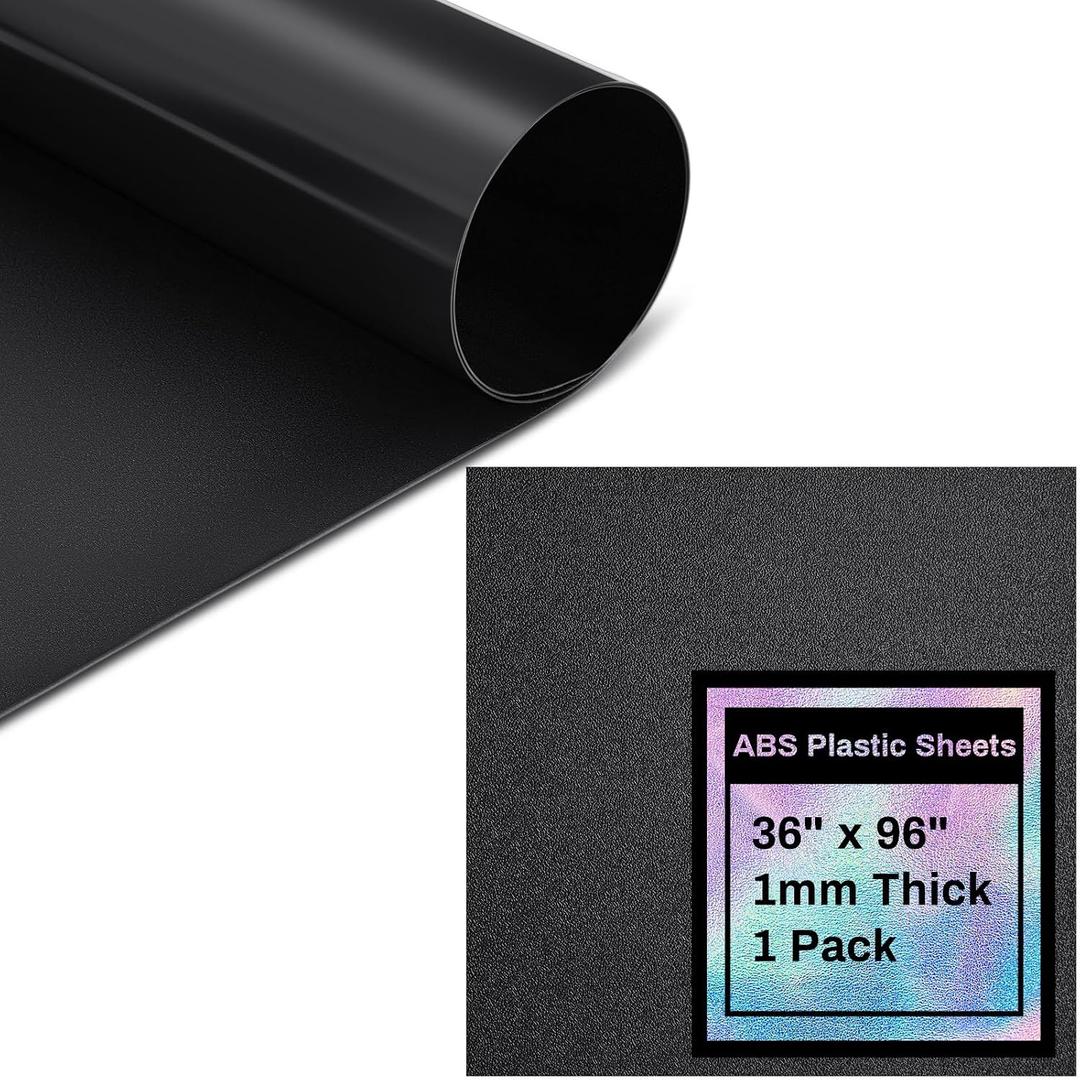 Frienda 1 Pack 36" X 96" X 0.04" ABS Black Plastic Sheet