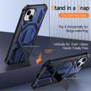 for iPhone 15 Magnetic Case with Screen Protectors, Blue | Compatible with MagSafe, Concealed Kickstand, 2 Pack Screen Protectors, Military Grade, Double Layer, Shockproof Protection