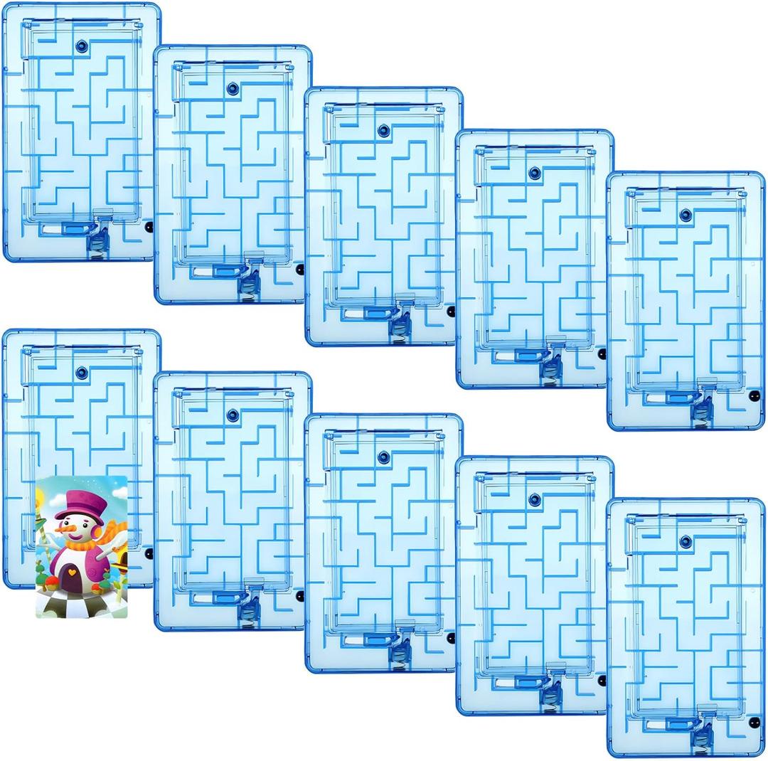 Civaner 10 Pieces Puzzle Box Money Maze Gift Holder Plastic Puzzle Card Holder Intellectual Pinball Machine Game Fun Birthday Christmas Party Favors for Adults(Blue)