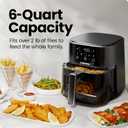 Chefman Air Fryer 6 QT Compact Airfryer for Quick & Easy Meals, Features Hi-Fry Technology for Extra Crisp, Easy-View Window, Touch Controls with 4 Presets, Nonstick & Dishwasher Safe Basket - Black, 6 Quart - Window