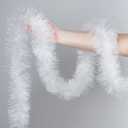 50 Ft White Christmas Tinsel Garland, Thick Thin Metallic Twist Shiny Hanging Garland Ornaments Metallic Streamers for Xmas Tree Indoor Decor