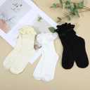 TIESOME 3 Pairs Crew Socks, Lace Ruffle Frilly Socks Cute Princess Ankle Dress Sock for Fashion Ladies