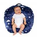 Newborn Lounger Cover - Hypoallergenic Minky Fitted Cover for Boppy Lounger Pillow - Stain-Resistant & Soft Baby Lounger Replacement Cover (Navy Blue, Stars and Clouds)