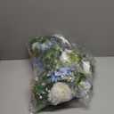 2 Pack Artificial Peony Garland, Total 12ft Floral Greenery Garland with Rose Flower Vine, Peony Flowers and Green Leaves for Wedding, Dining Table, Home Party Decor (White&blue&dark Blue)