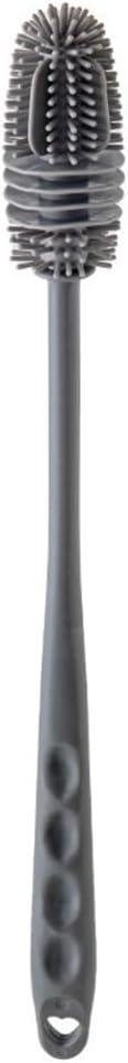 Silicone Soft Bristle Water Bottle Cleaner Brush with Extra Long Handle for Flasks, Tumbler, Glassware, Sports Bottles, Baby Bottles, Vases, Narrow Neck, Gray