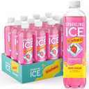 Sparkling Ice STARBURST Strawberry, Zero Sugar Flavored Sparkling Water, with Vitamins and Antioxidants, Low Calorie Beverage, 17 fl oz Bottles (Pack of 12), Best by 02/02/25