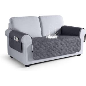 VANSOFY Couch Cover, Waterproof Sofa Covers Washable Slipcover Furniture Protector Couch Seat Covers Non-Slip Couch Cover for Dogs, Pets(Loveseat, Dark Gray) (Loveseat(Seat Width: 47.2"))