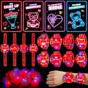 Valentines Day Cards Gift for Kids School, 24 Pack LED Light Toys with Valentines Greeting Cards, Glow in the Dark Lighting Bulk Toy for Valentines School Classroom Exchange Prizes Party Favors