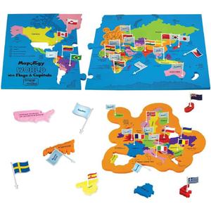 Imagimake Mapology World Map Puzzle - Includes Country Flags & Capitals | Fun Jigsaw Puzzle Kids Ages 5-8 | Educational Toys for Ages 8-13 | Geography Gifts for Girls & Boys 5, 6, 7, 8, 9, 10, 11, 12