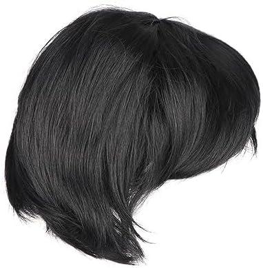 Healeved Cosplay Wig Natural Black Short Hair Wig for Men Straight Wig Male Wig Cosplay Wig for Festival Party