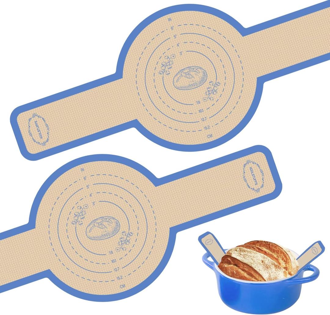 Silicone Bread Sling for Dutch Oven, Silicone Sourdough Baking Sling Non-Stick & Easy Transfer, Sourdough Mat for Bread Baking Supplies - 2PCS (Dark Blue)