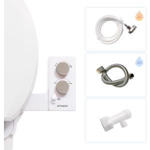 TUSHY Spa Warm Water Bidet Attachment for Toilet. Universal Fit, Easy Install (Requires Sink Access for Optional Temperature Control) Self Cleaning, Adjustable Pressure, Angle Control, Brushed Nickel