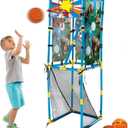 Kids Basketball Hoop Arcade Game,4 in 1 Arcade Game Set with Basketball sandbag Darts and Football,Indoor Outdoor Kids Sport Game for Ages 3 + Years