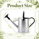 1 Pcs 1 Gallon Metal Watering Can for Indoor Outdoor Plants, Galvanized Garden Water Can with Long Spout and Dual Handles, Large Silver Watering Pot for Flowers, Houseplants, Yard