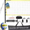Forever Champ Volleyball Net for Backyard, Beach, Home, Includes 32x3 Ft Regulation Size Net, 8.5-Inch PU Volleyball, Carrying Bag, Boundary Lines, Steel Poles & Pump, Portable Volleyball Net Outdoor