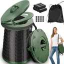 ALEVMOOM XXL Portable Toilet for Camping,880lbs Capacity,19.7" H Adjustable Outdoor Toilet with 7 Garbage Bags,Porta Potty for Adults,Collapsible Luggable Loo for Camping
