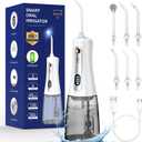 350ML Water Flossers for Teeth - OLED Display Powerful Electric Cordless Water Flosser with 5 Modes 6 Jet Tips, Portable Cordless Water Dental Flosser IPX7 Waterproof Oral Irrigator for Home Travel (White)