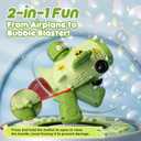 Bubble Machine Gun for Toddlers, LED Airplane Bubble Machine Gun for Kids, Bubble Toys with DIY Sticker Bubble Solutions for Outdoor Party Birthday Summer Fun (Green)