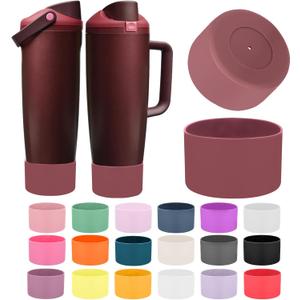 2 x Mity rain 2PCS Protective Silicone Boots for Owala 30oz & 40oz FreeSip Sway Bottles & Tumblers - Accessories for owala, Enhances Stability & Prevents Scratches(Black Cherry)