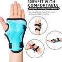 Nattork Knee Pads for Kids Youth AudltKnee and Elbow Pads with Wrist Guards 6 in 1 Protective Gear Set for Skateboard, Roller Skate, Inline Skates, Cycling and Scooter Boys Girls (M-Teens and Adults, Teal)