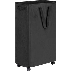 efluky Slim Laundry Hamper with Wheels, Rolling Laundry Basket for Clothes, Small Laundry Basket for Bedroom, Dorm and Laundry Room, 75L (19.8 Gallons) Black